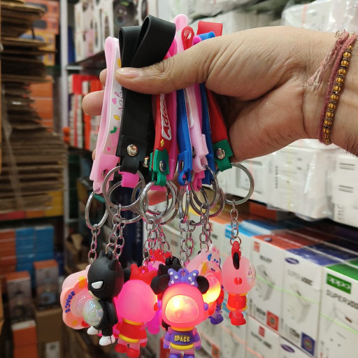 Motion Sensor LED Cartoon Keychain Toy