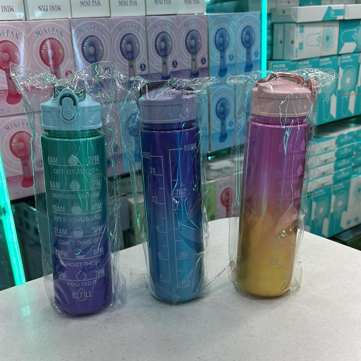 Motivational Time Marker Gradient Rainbow Water Bottle (900ML)