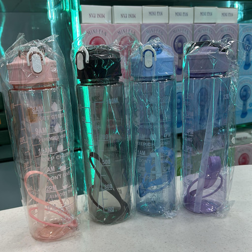 Motivational Time Marker Water Bottle (Sipper Bottle with Straw)