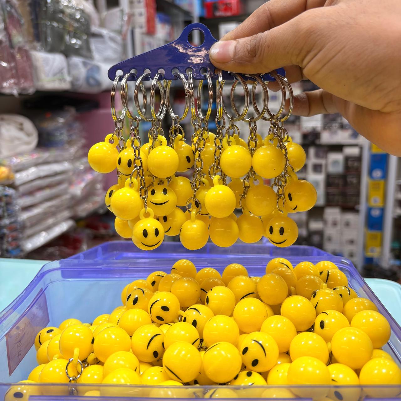 Triple Smiley Ball Keychain / 3-Ball Smiley Keychain