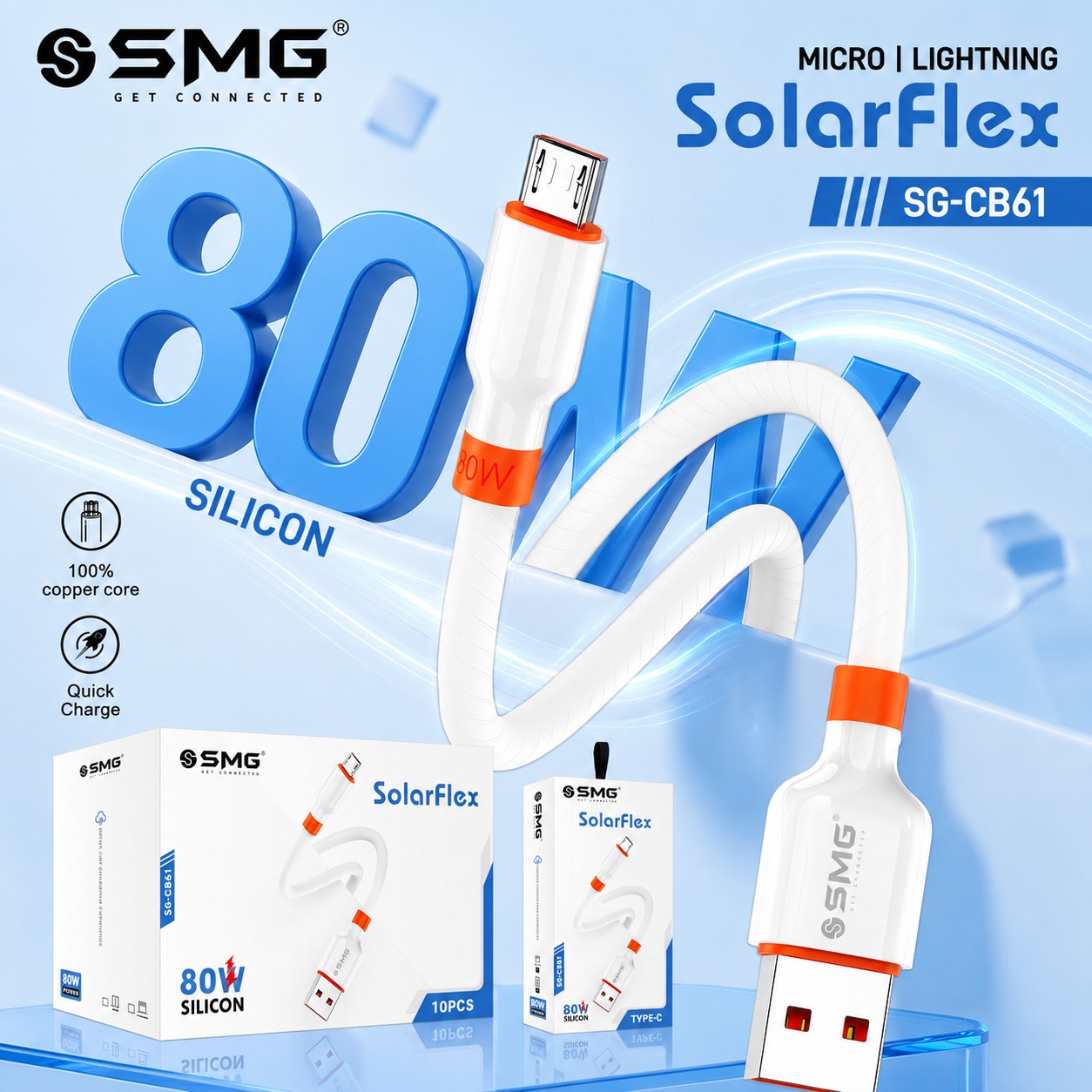 SMG CB61 SolarFlex USB TO Iphone Data Cable [1Y]