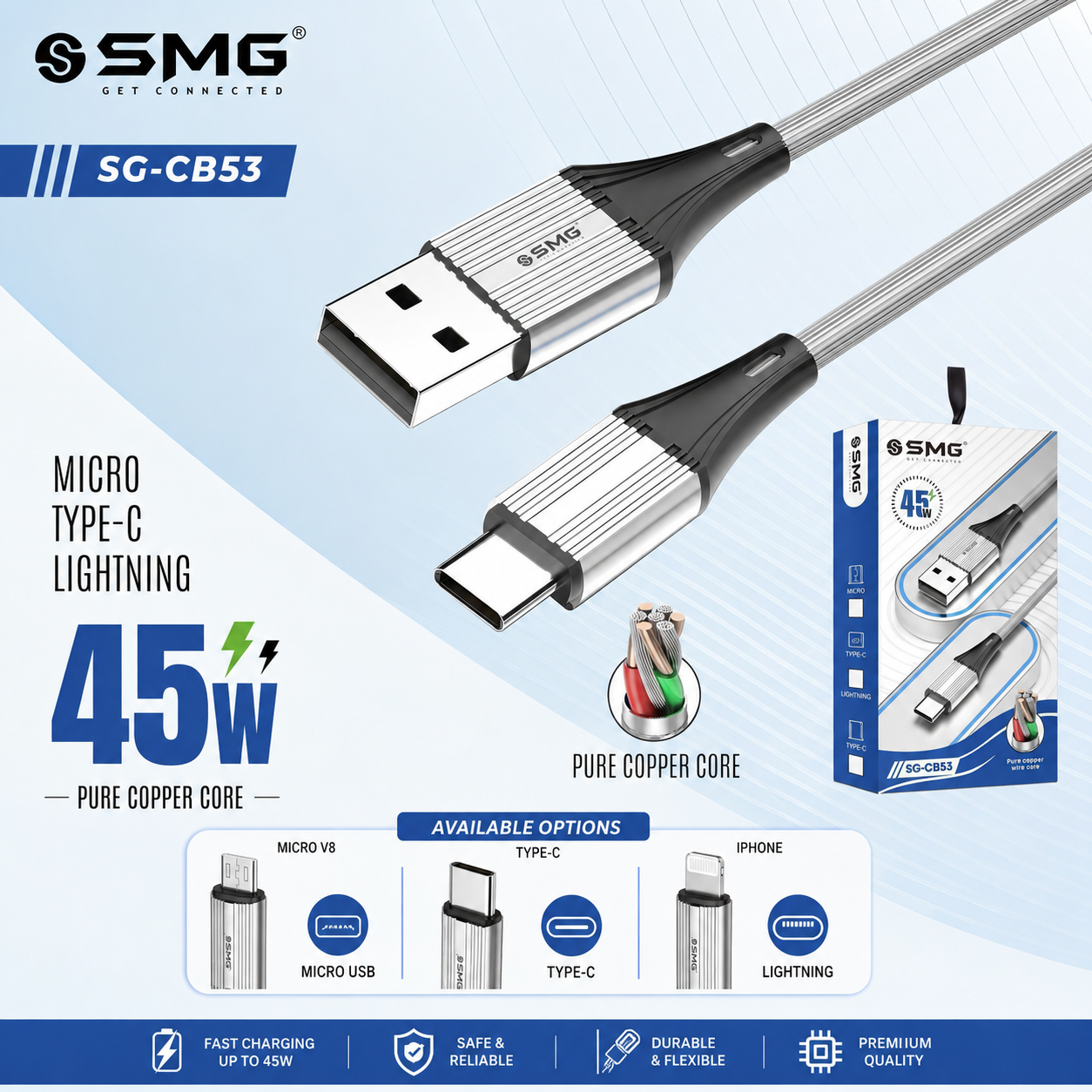 SMG CB53 iPhone (45W) Data Cable 1 Year Warranty