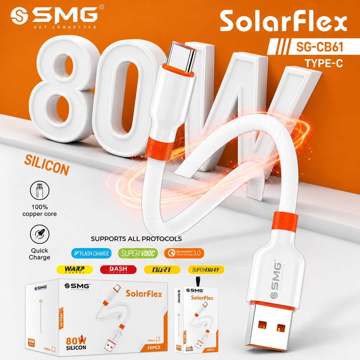 SMG CB61 SolarFlex USB TO Type c Data Cable [1Y]