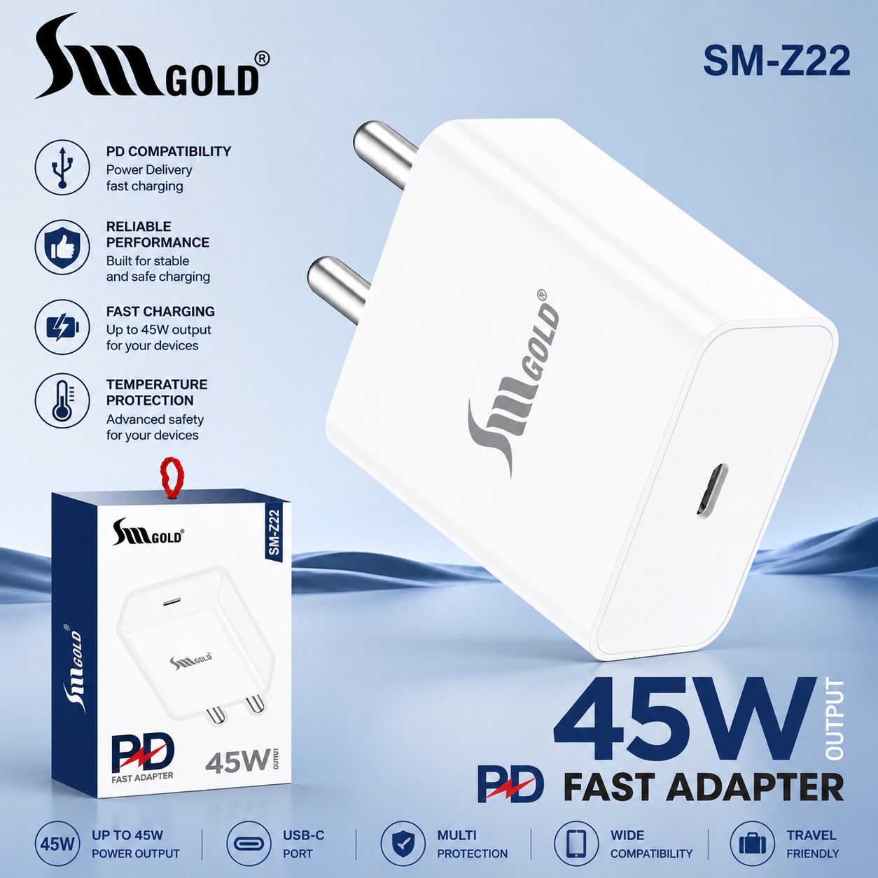 SM GOLD Z22 45W Powar Adafter 1 Year Warranty