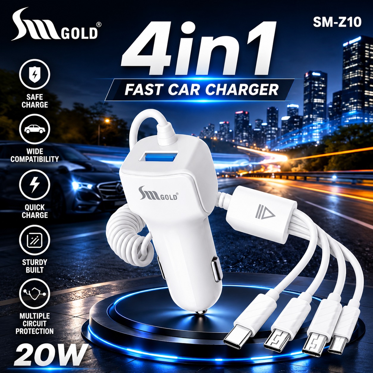 SMG Z10 18W 4In1 Car Charger