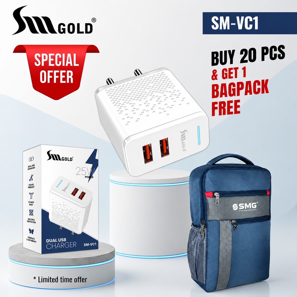 Sm VC1 Sm Gold 3.4A V8 Charger 1Y Warranty
