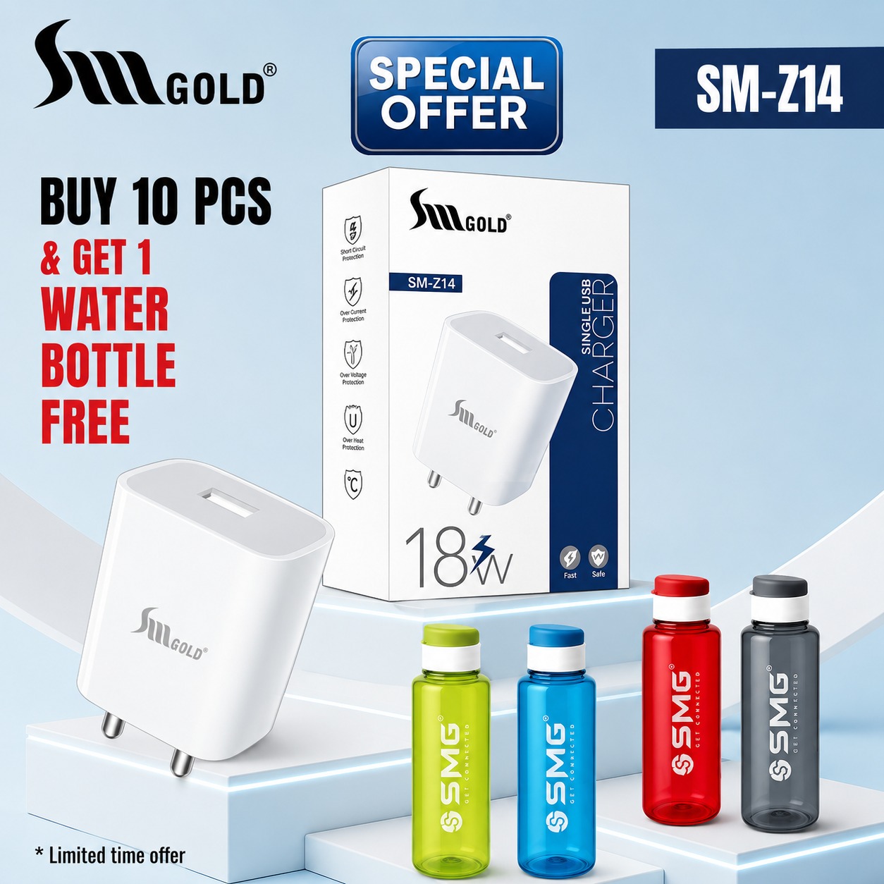 SM GOLD Z14 18W Micro V8 Mobile Charger 1Y Warranty