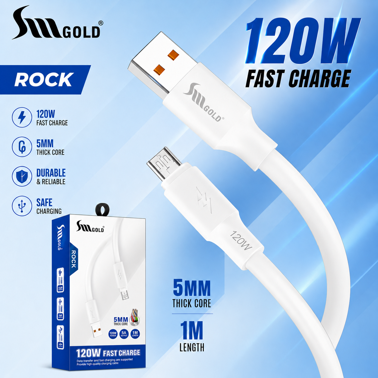 SMG ROCK V8 (120W) Data Cable 1Y Warranty