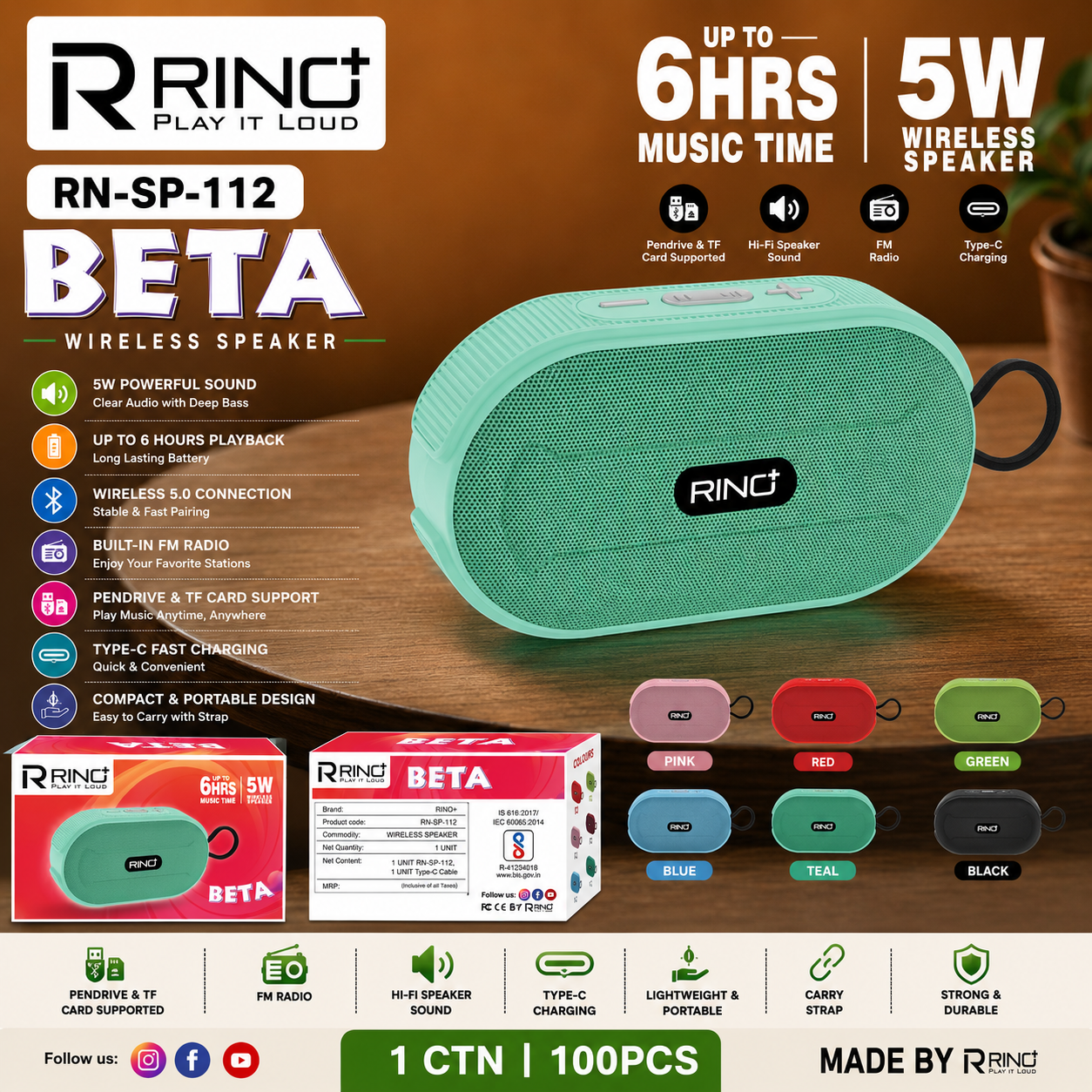 RINO Plus BETA Wireless Bluetooth Speaker