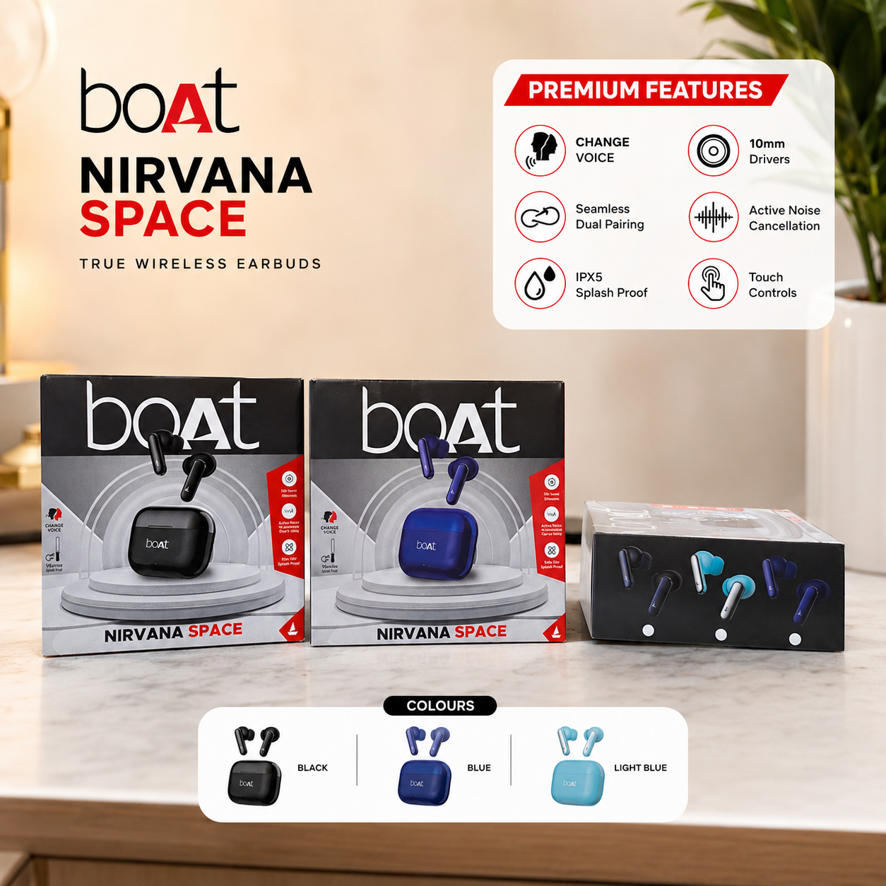 Boat Nirvana Space  Wireless Ear buds Hard Packing