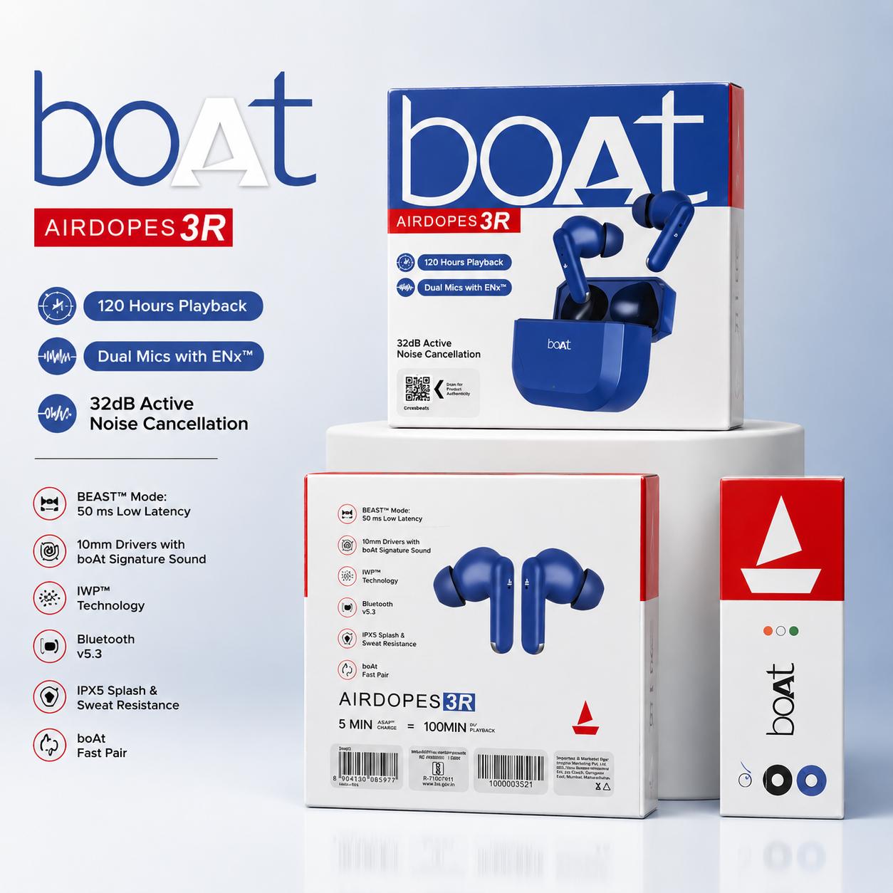 BOAT AIRPODS 3R Ear Buds Hard Packing