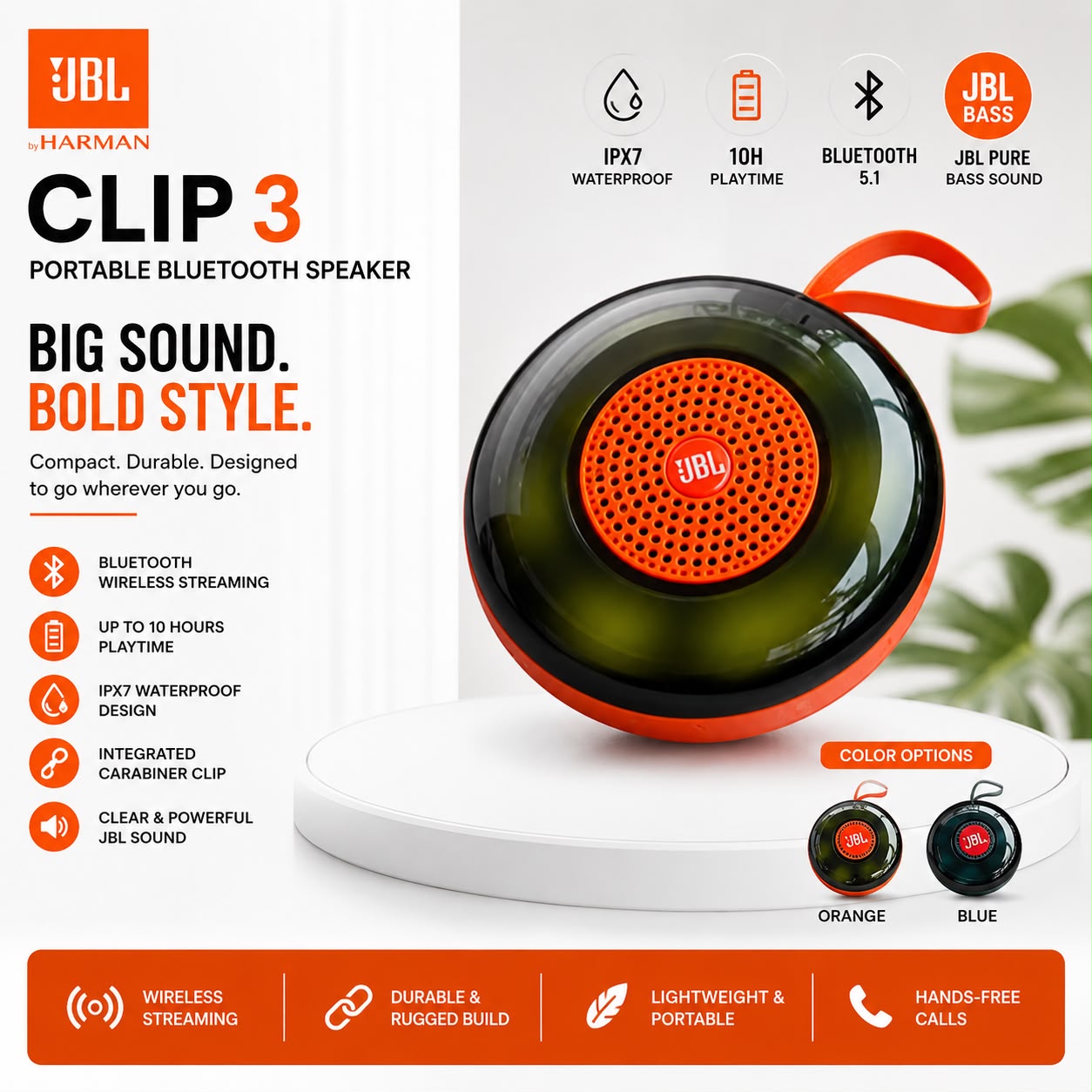 JBL Clip3 Portable Bluetooth Speaker