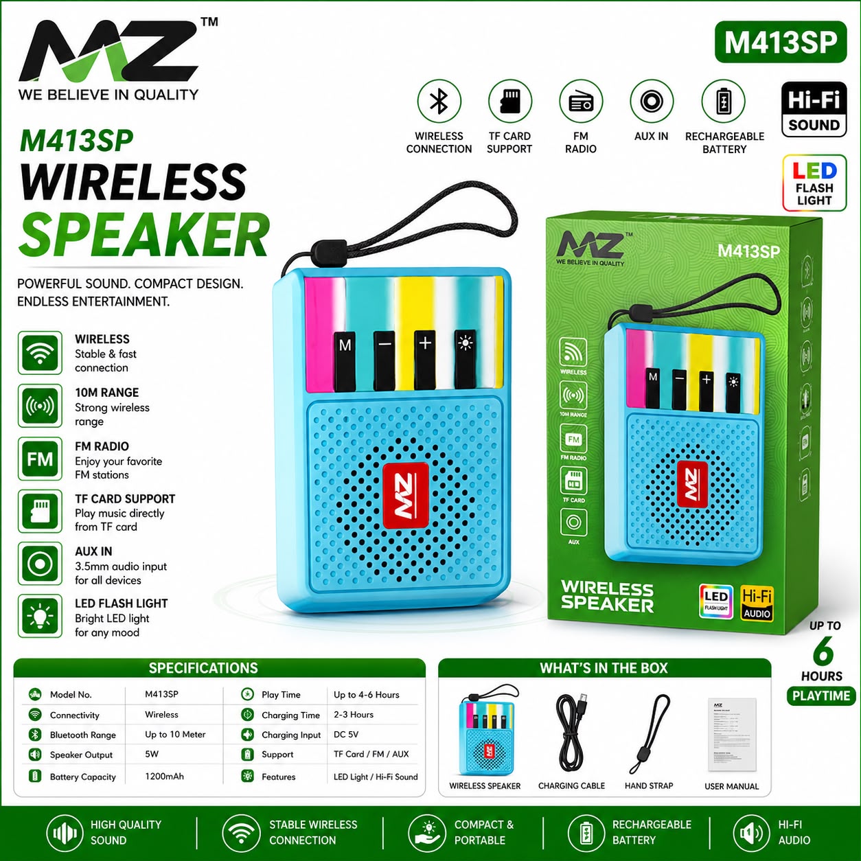MZ M413 Wireless Bluetooth Speaker