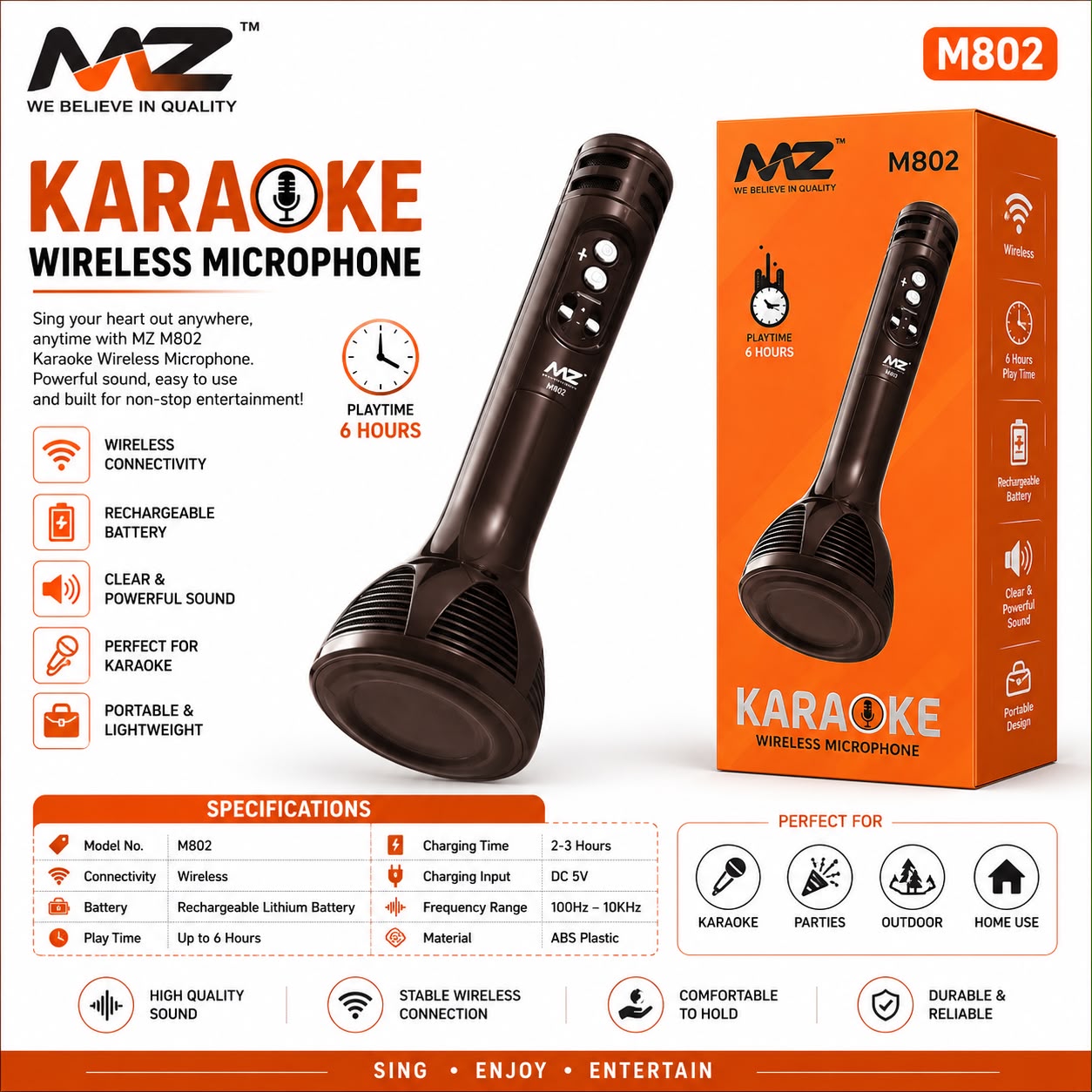 MZ M802 Wireless Karaoke 🎤 Bluetooth Speaker