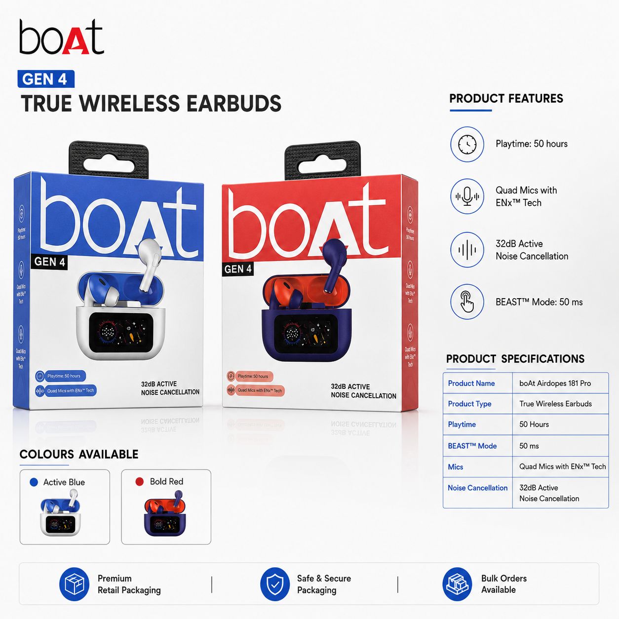 BoAt Gen4 Ear Buds Hard Packing