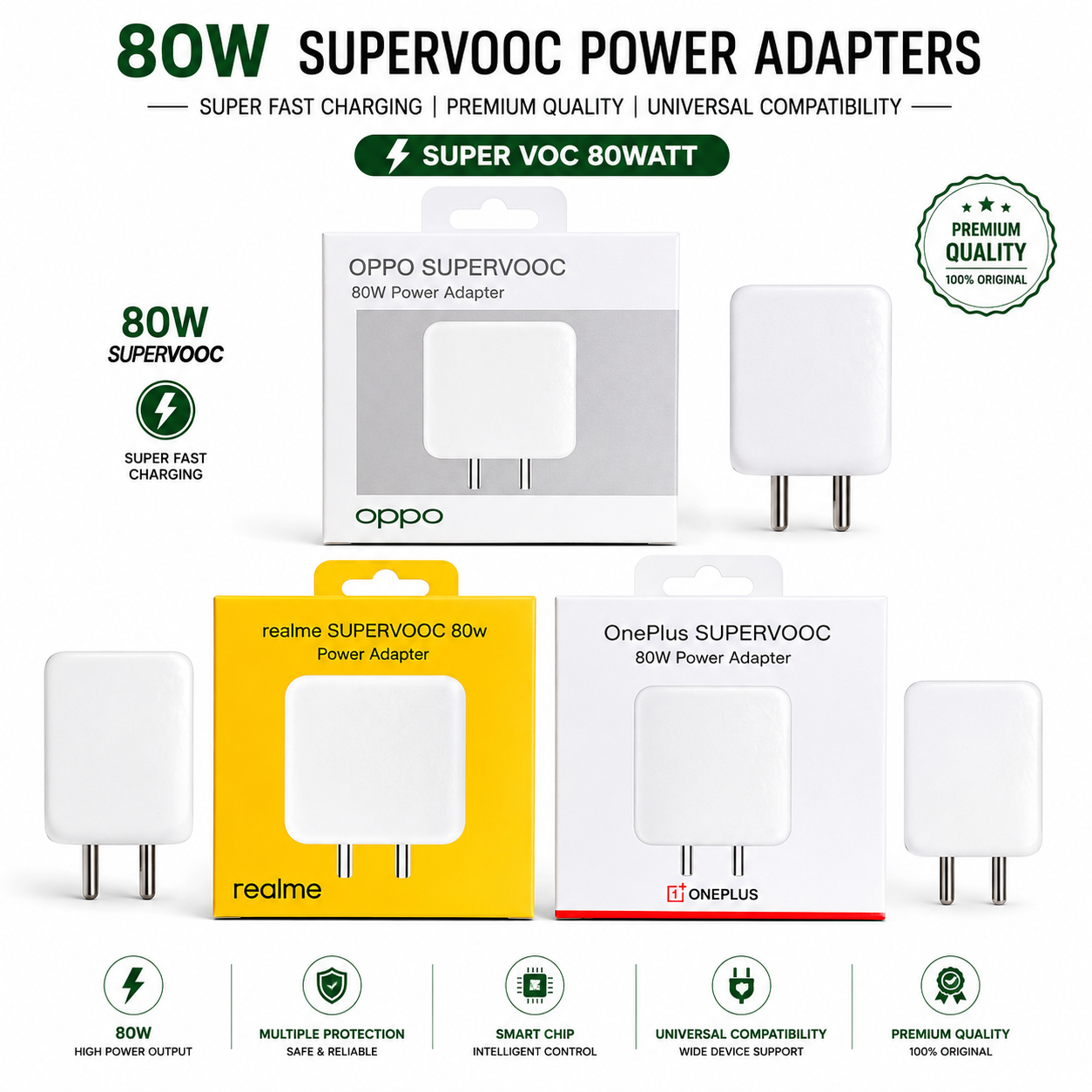 Mix Supar Vooc 80W Powar Adafter 1 Year Warranty