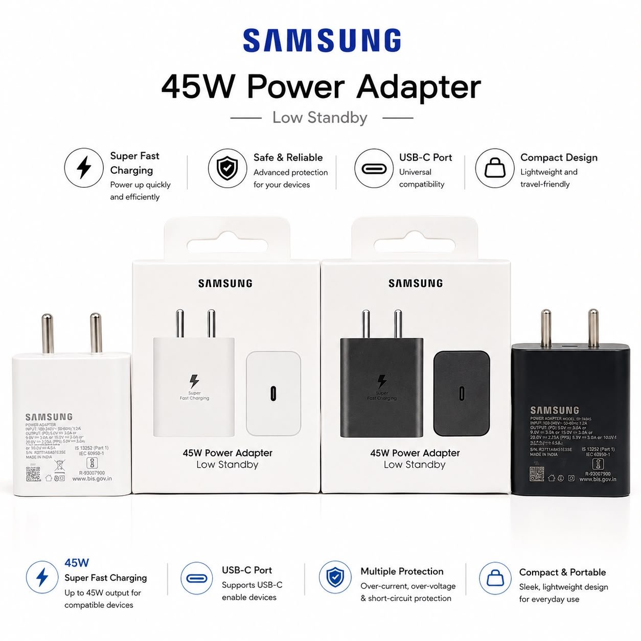 Samsung 45W C Charger Adafter 1Year Warranty W/B