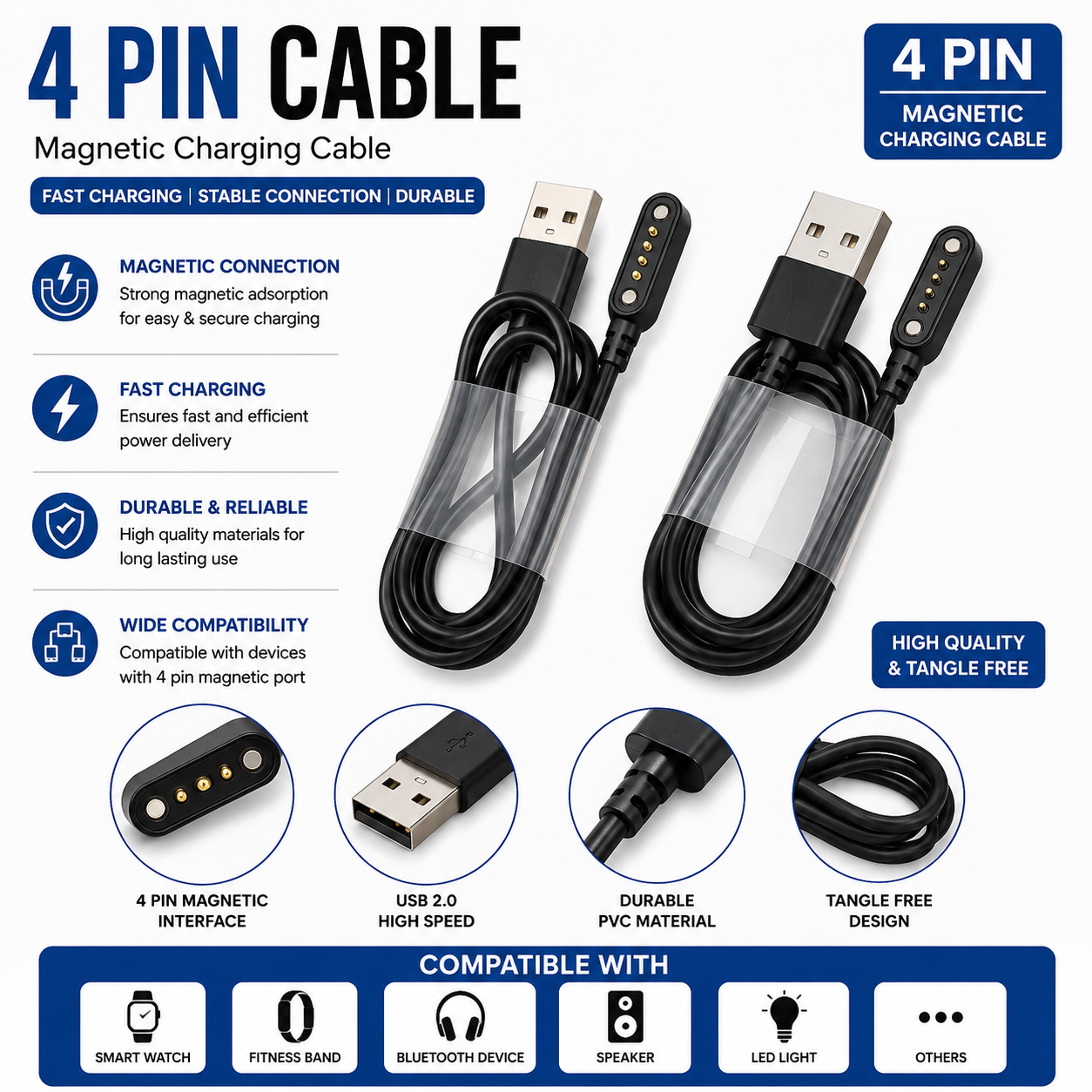 4Pin Smart Watch Cable