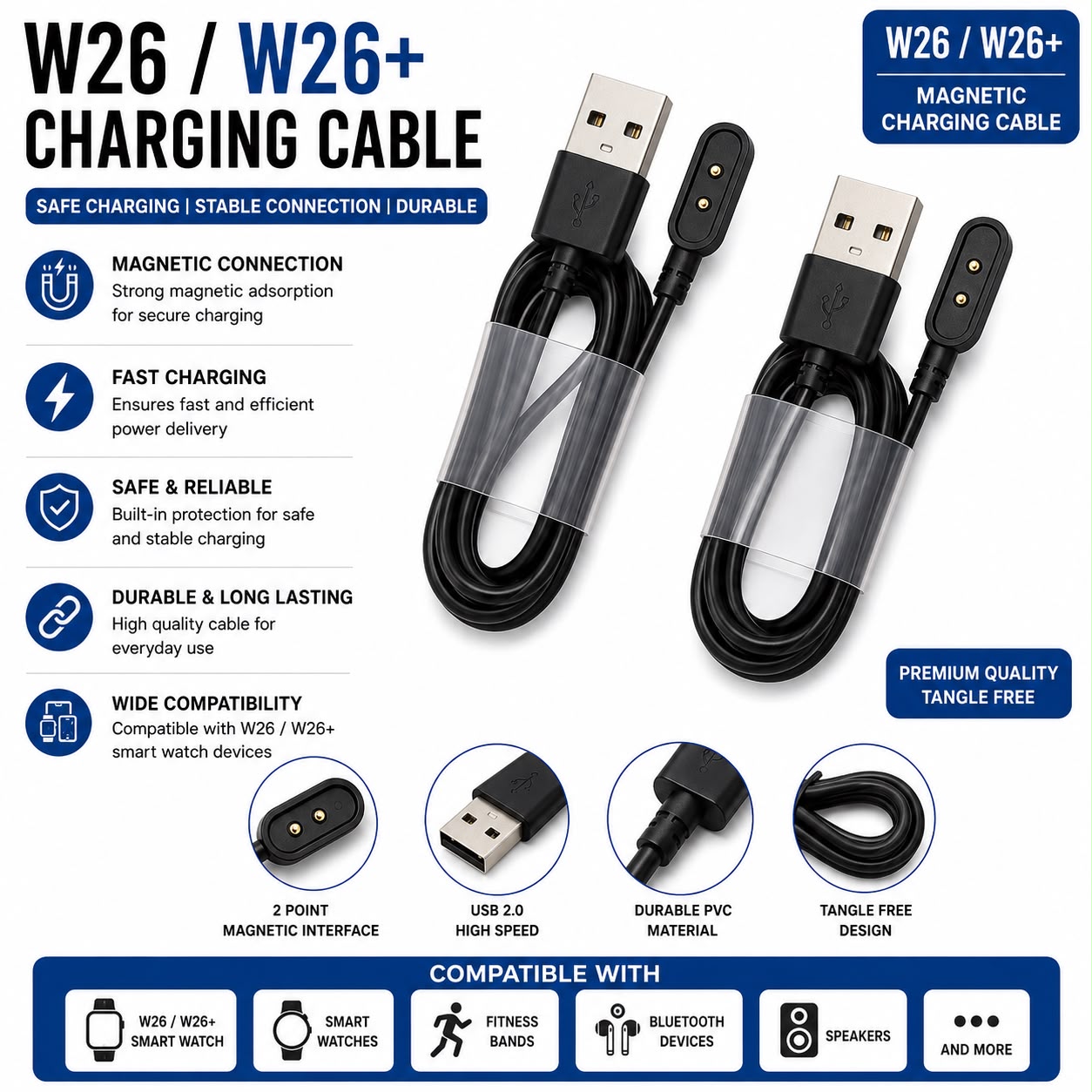W26 Plus Smart Watch Cable