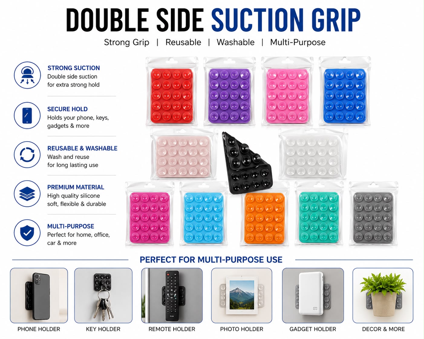 Suction Phone Case (Dual Side) Malti Colour