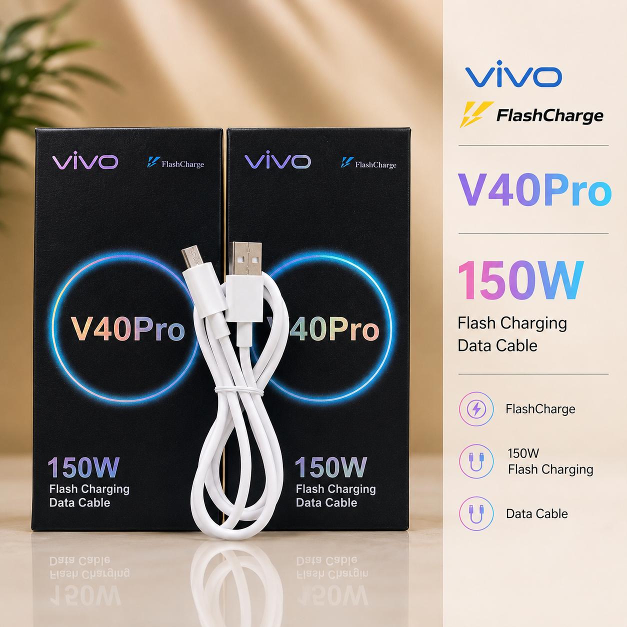 V40 Pro Flash Charging 150W Data Cable 1 Year Warranty