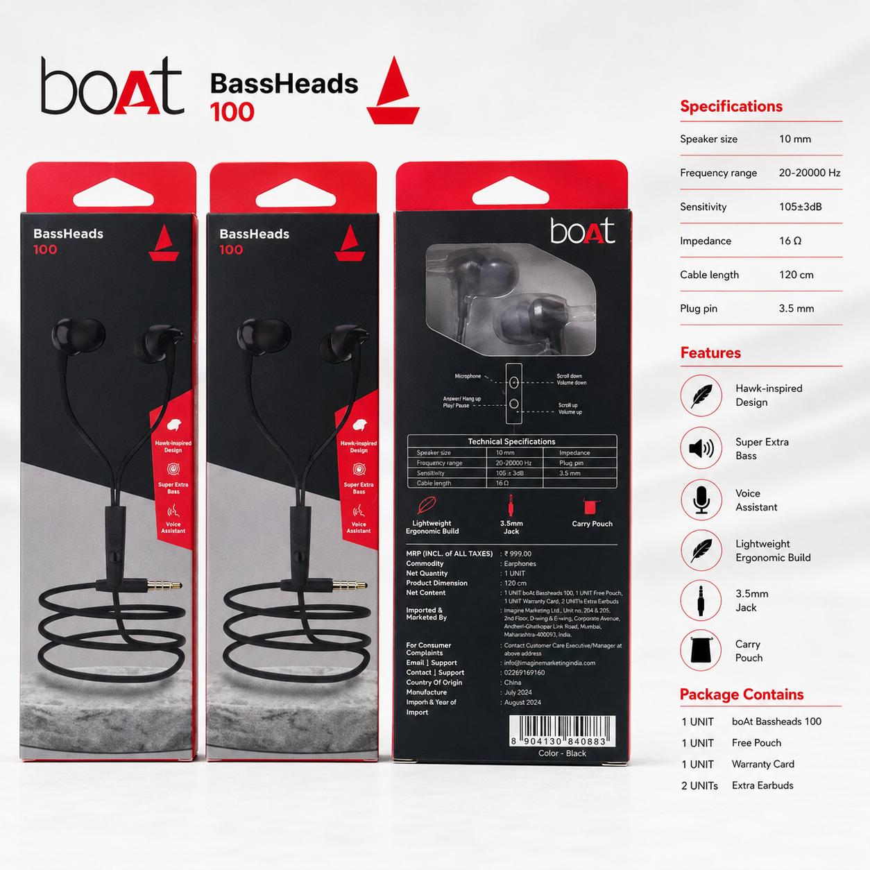 Boat Basshead 100 Care Og Earphone