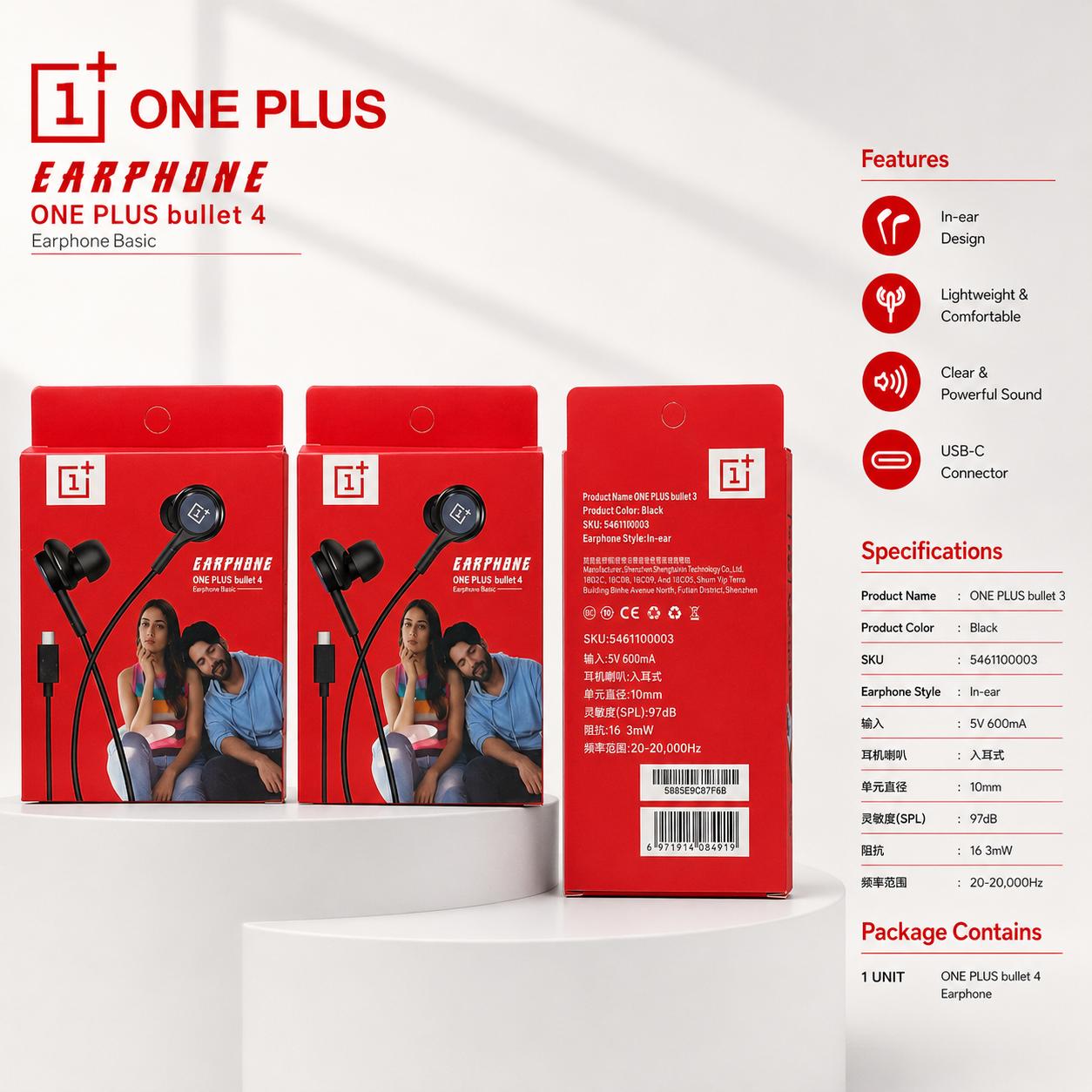 One Plus Type c Pure Bass Earphone Box Packing