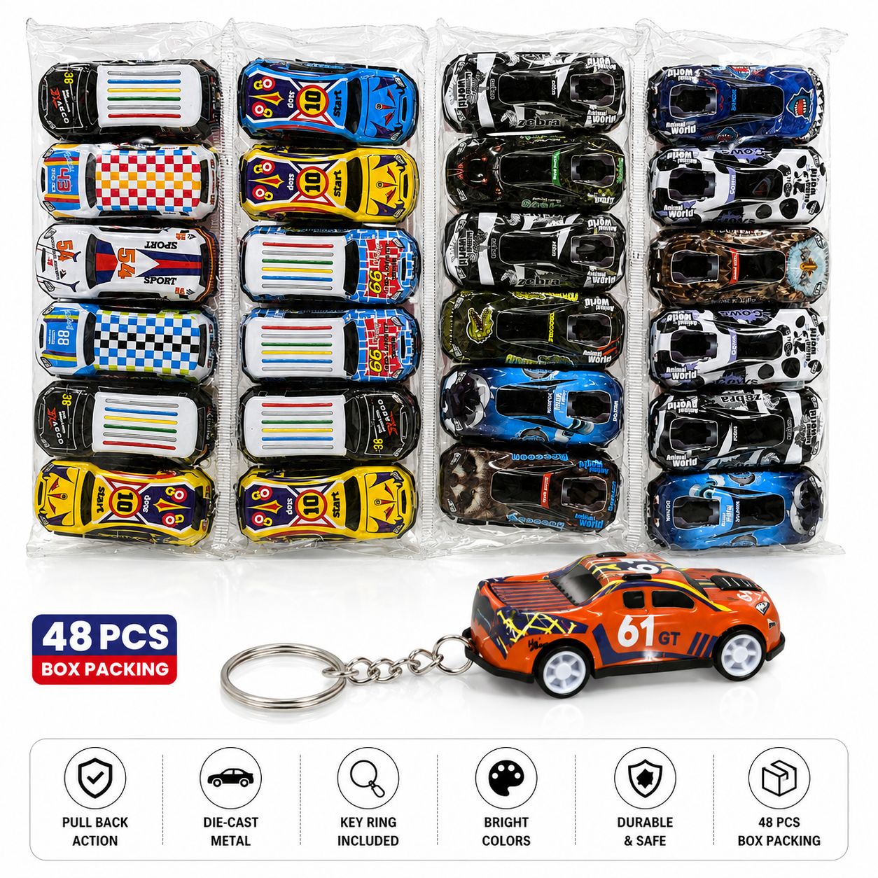 Pull-Back Racing Car Keychain / Automatic Moving Car Keychain