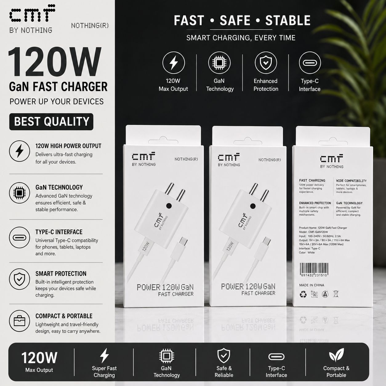 CMF by Nothing 120W GaN Fast Charger