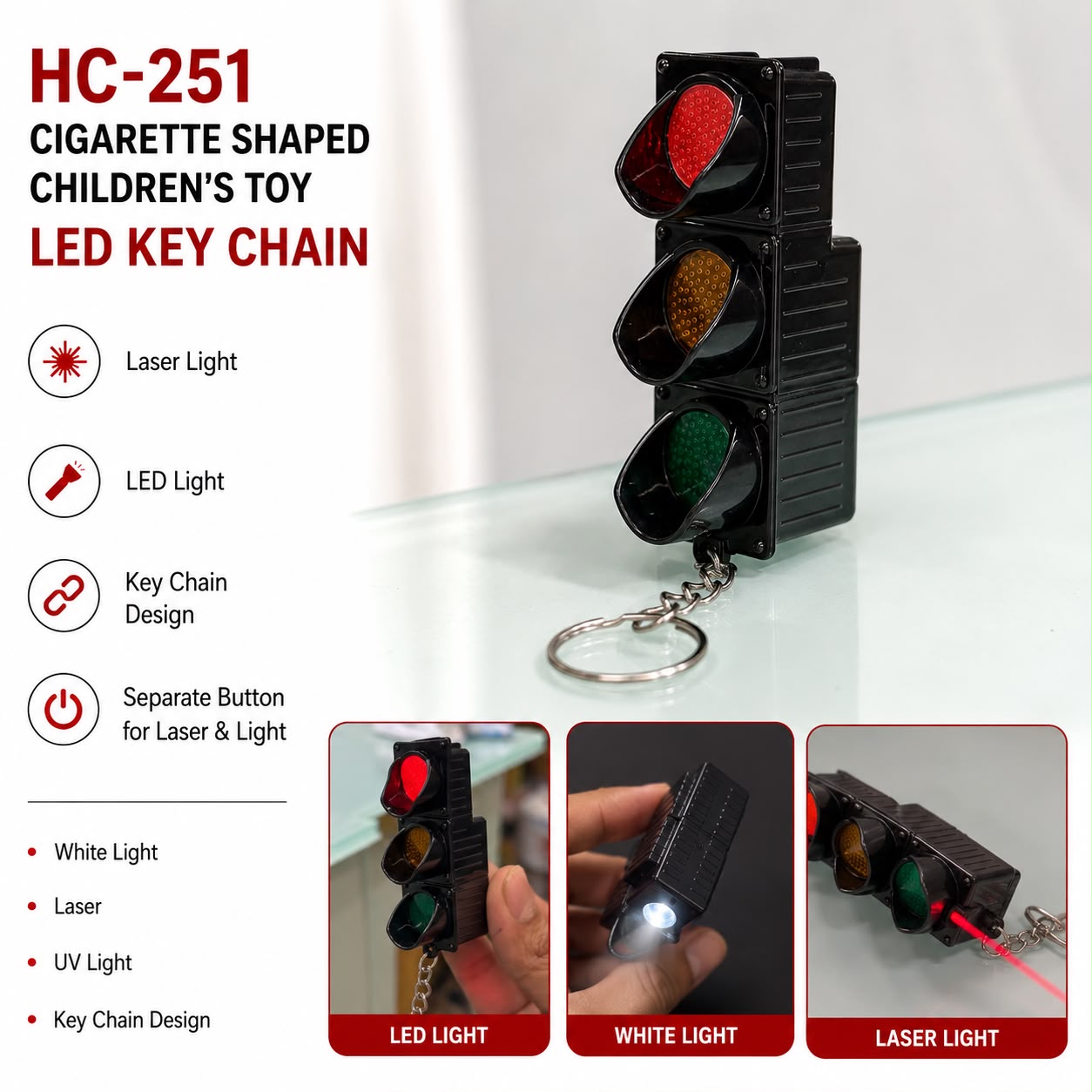 HC-251 Mini Traffic Signal LED Laser Keychain