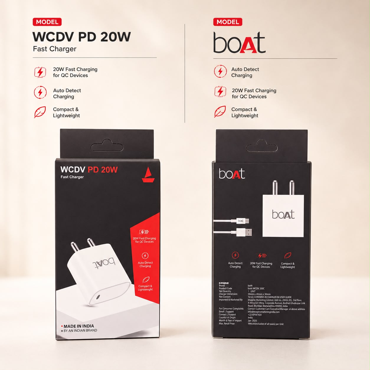 Boat PD20W Type c To Type c Fast Charger