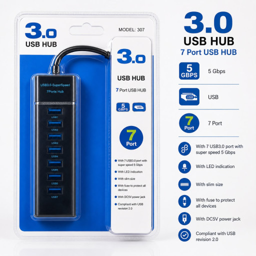USB To 7Usb Hub 3.0A