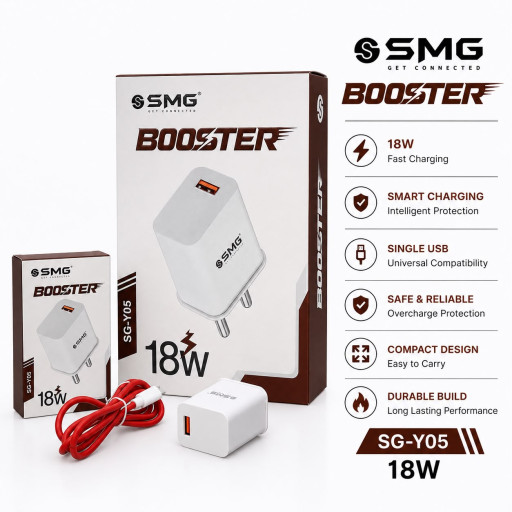 SMG Y05 18W Booster Micro V8 Charger  1Y Warranty