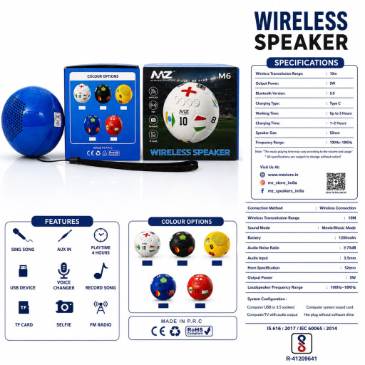 MZ M6 Ball 🥎 Round Bluetooth Speaker
