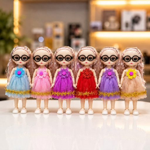 Cute Princess Fashion Doll with Glasses – 5 Assorted Dress Designs