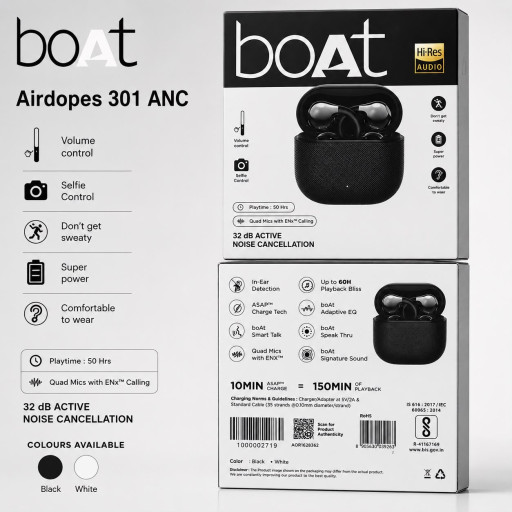 Boat 301 ANC New Ear Buds Hard Packing High Qty