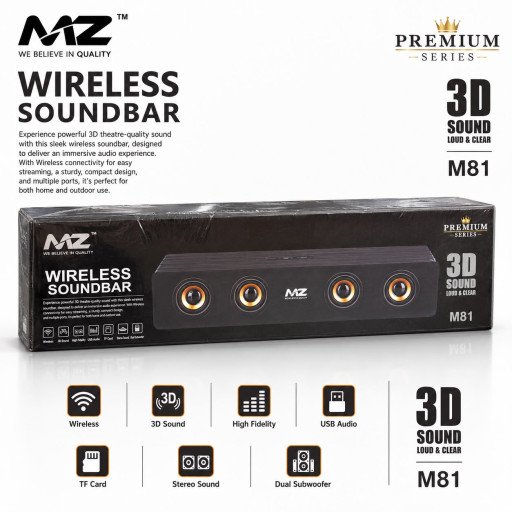 Mz M81 Wireless SoundbAr Speaker With Qty