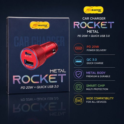 MG Master Metal PD 20W + Quick USB 3.0 Car Charger