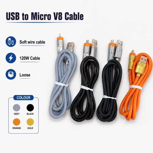 Usb To 120W Soft Wire Micro V8 Cable(Loose)