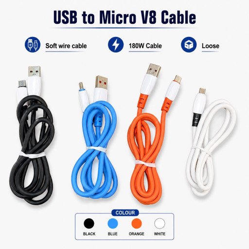 Usb To 180W Soft Wire Micro V8 Cable(Loose)