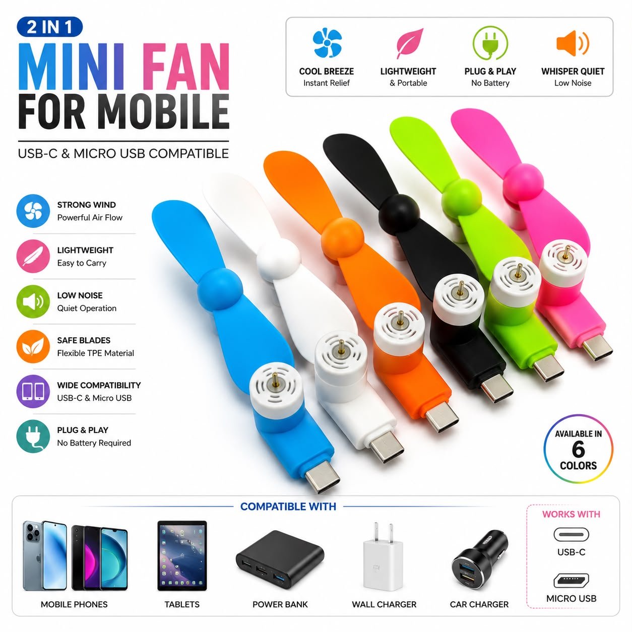 Mini Type c Mobile fan