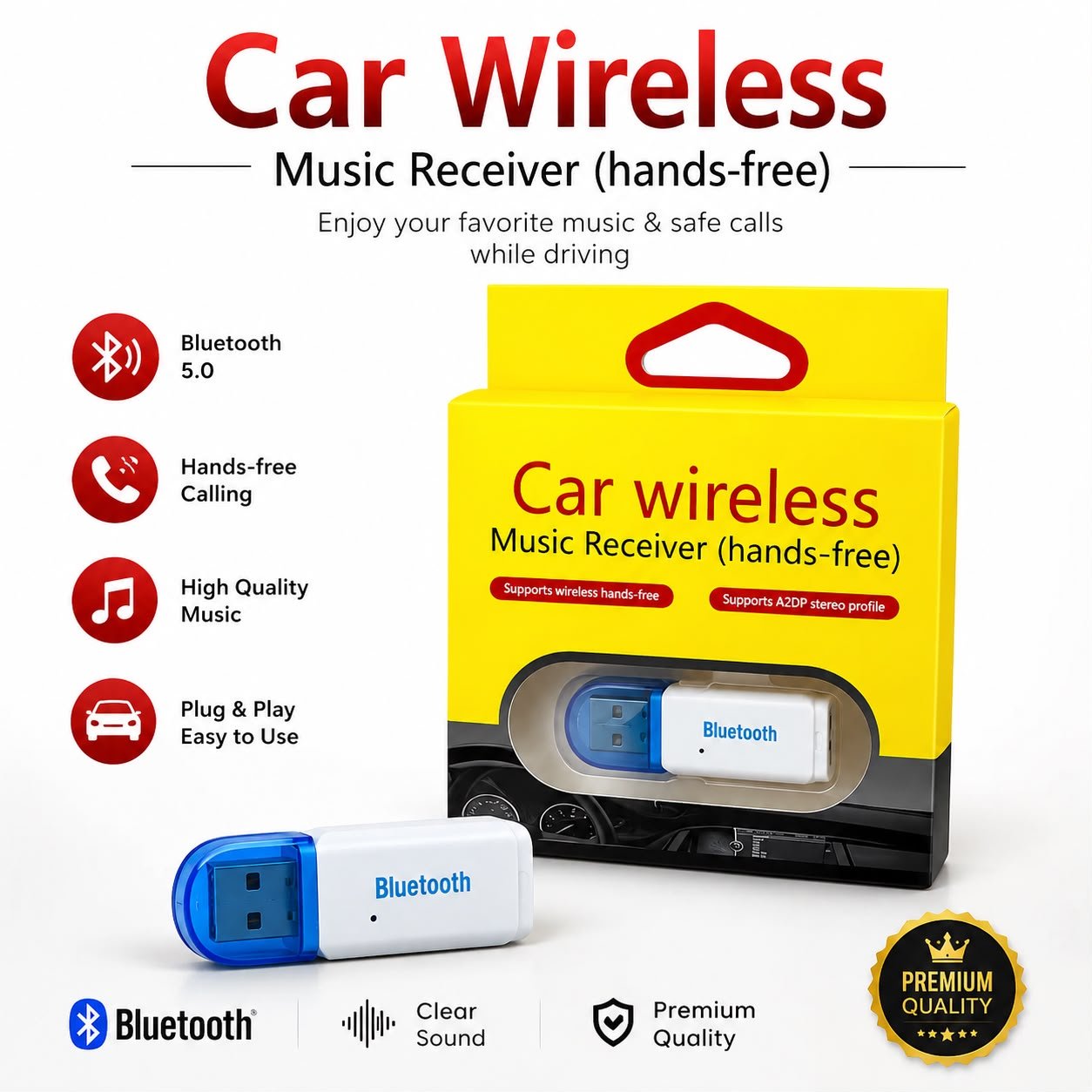 Wireless Car Bluetooth Dongle 5.0