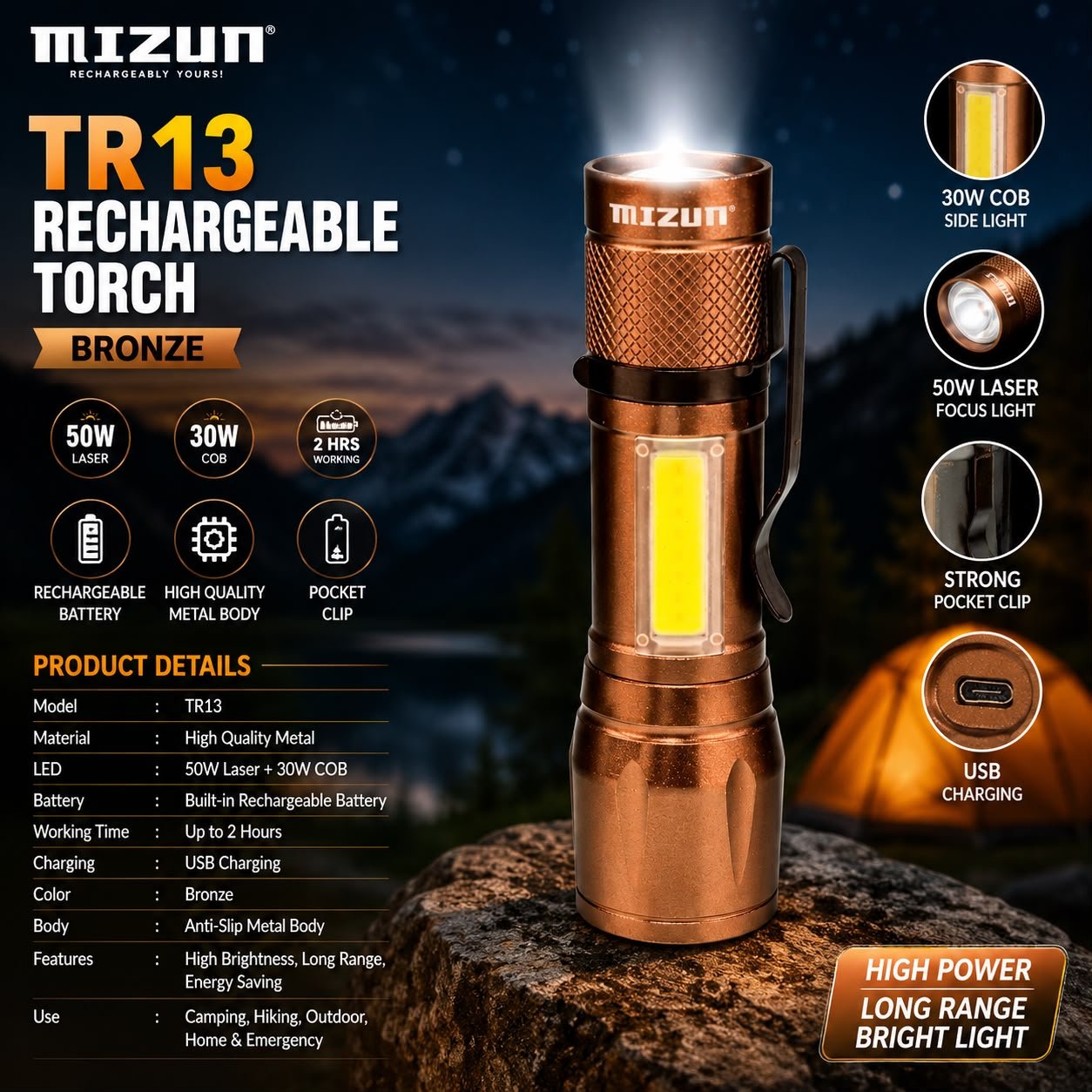 Mizun TR13 Metal Torchligh 🔦