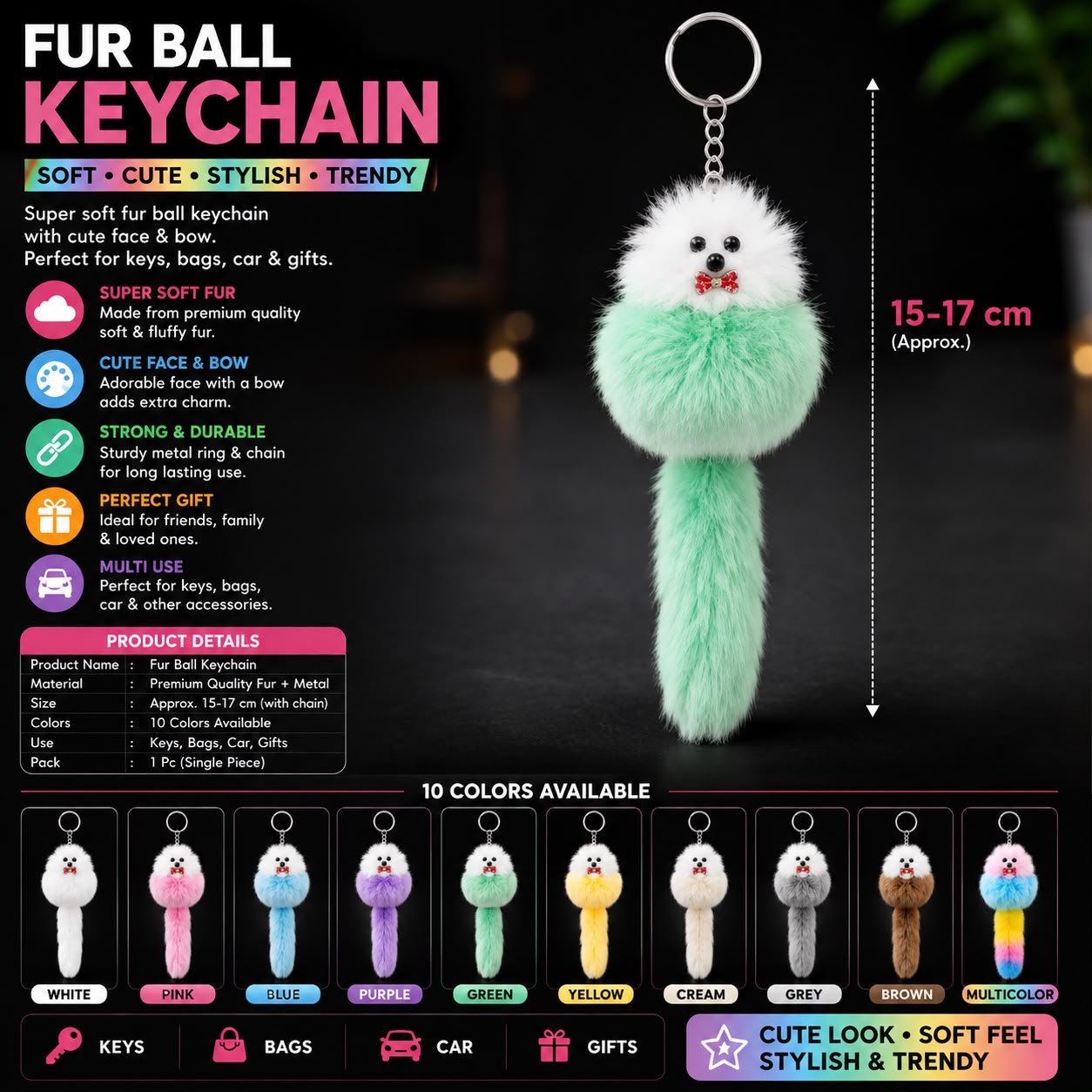Sound Mouse Fur Ball Keychain E3
