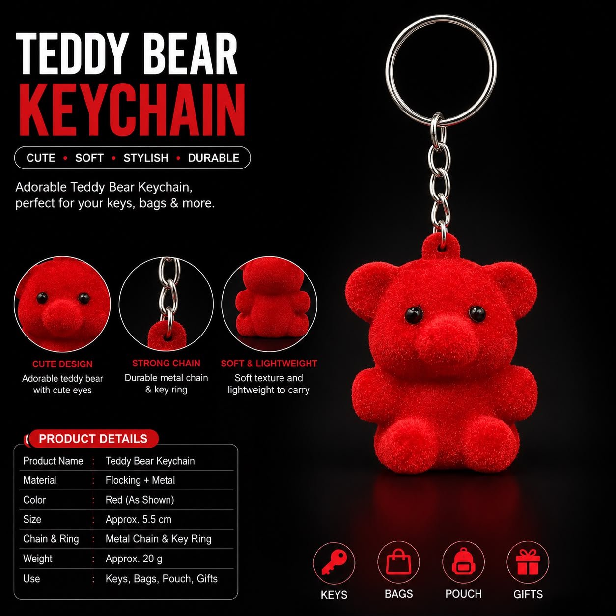 Sound Teddy Bear Keychain E5