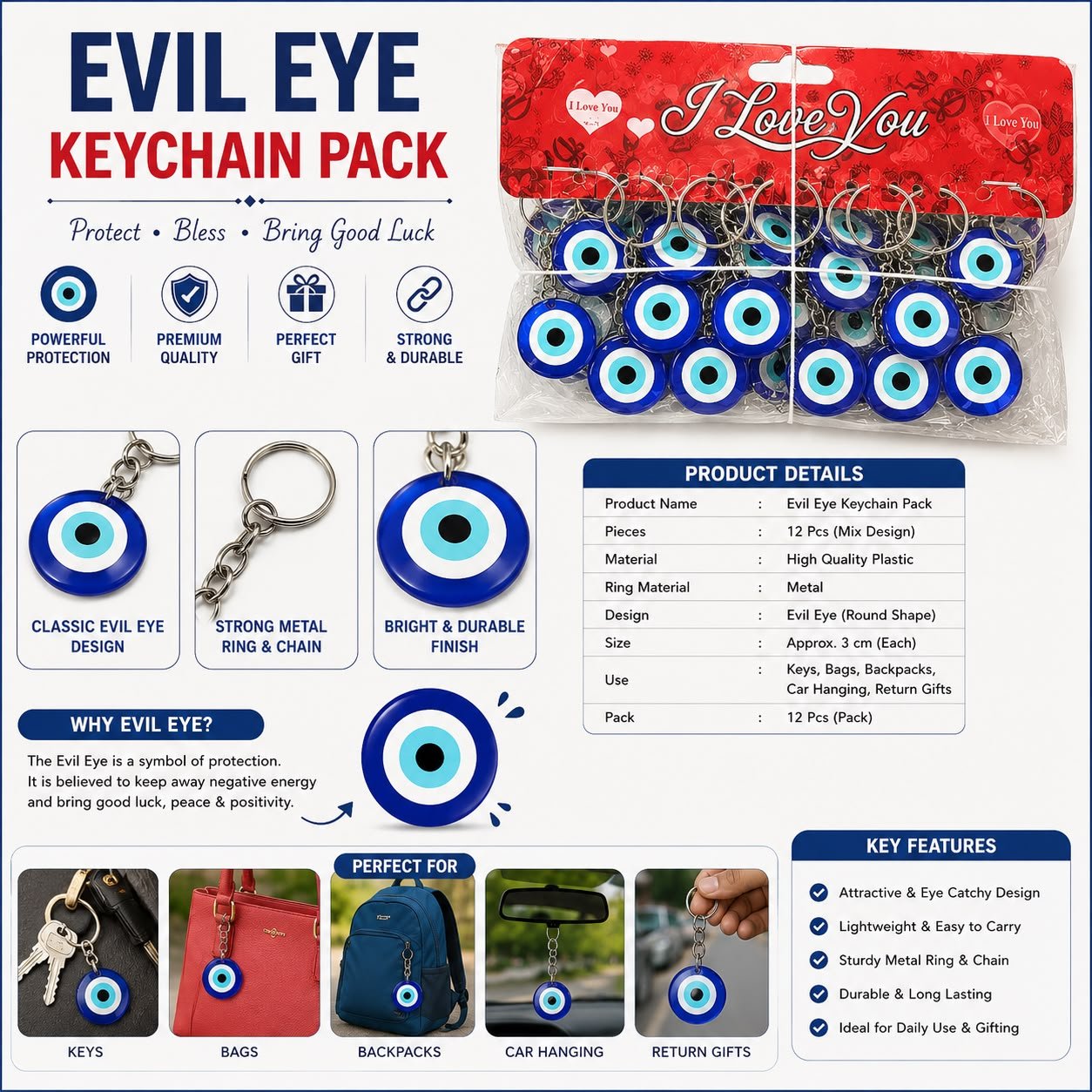 Evil Eye Keychain Pack E8