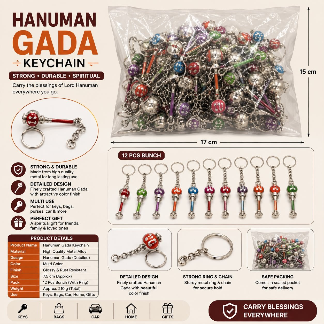 Hanuman ji Gda Keychain E9