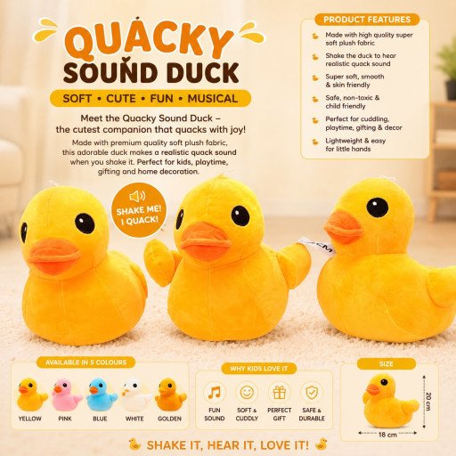 Quacky Sound Duck Soft Plush Toy