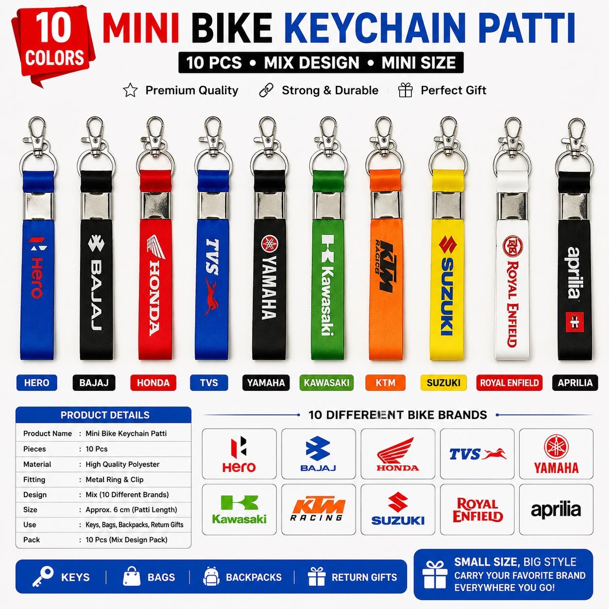 Mini Bike keychain patti Malti Mix