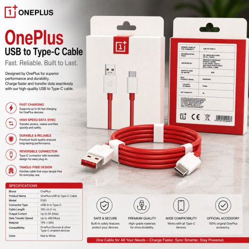 One Plus Usb To Type c 120W Data cable